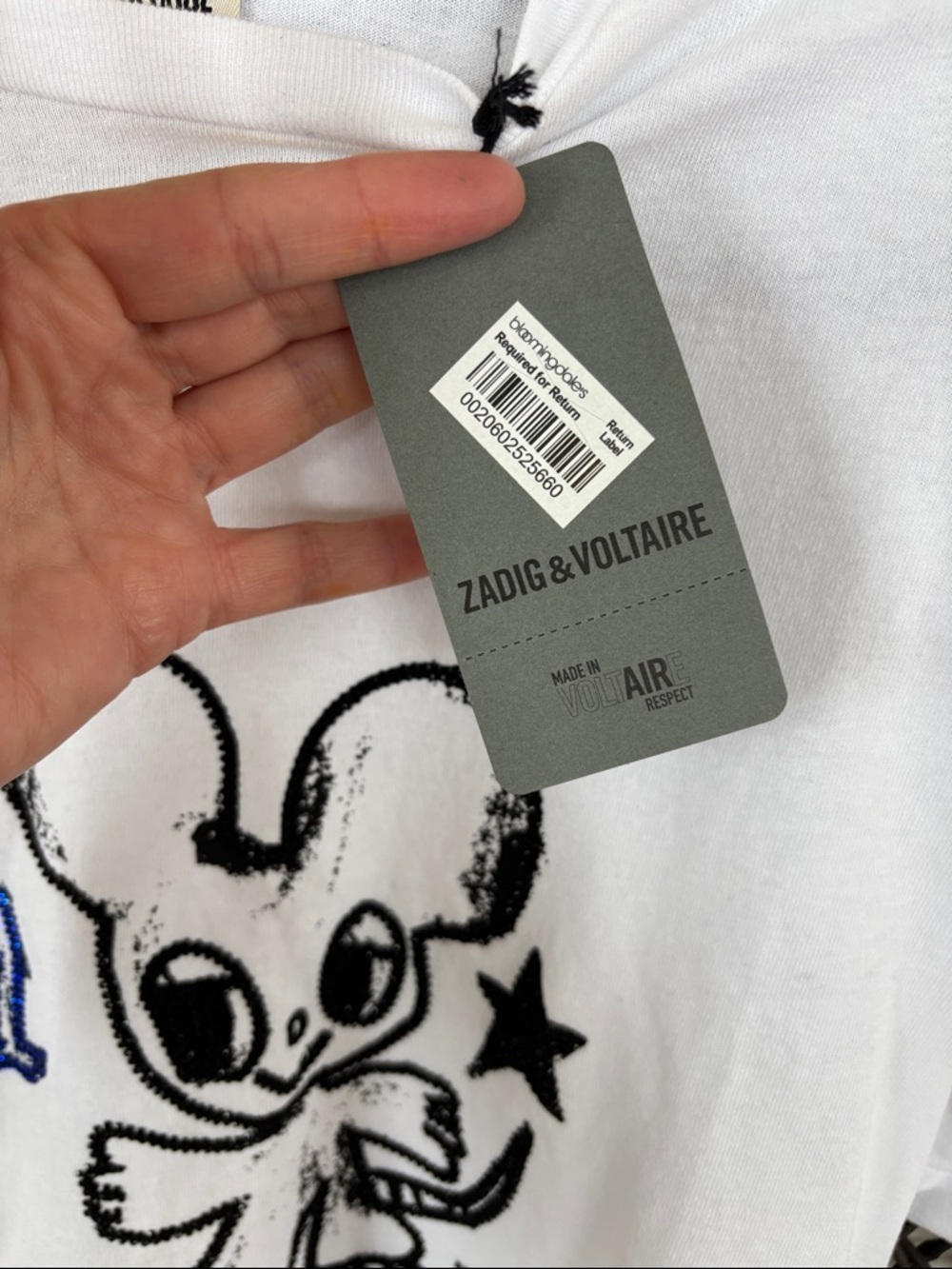 Zadig & Voltaire Graphic Tee NWT White Cotton Skate Cartoon Parisian Cool Shirt - Picture 10 of 10